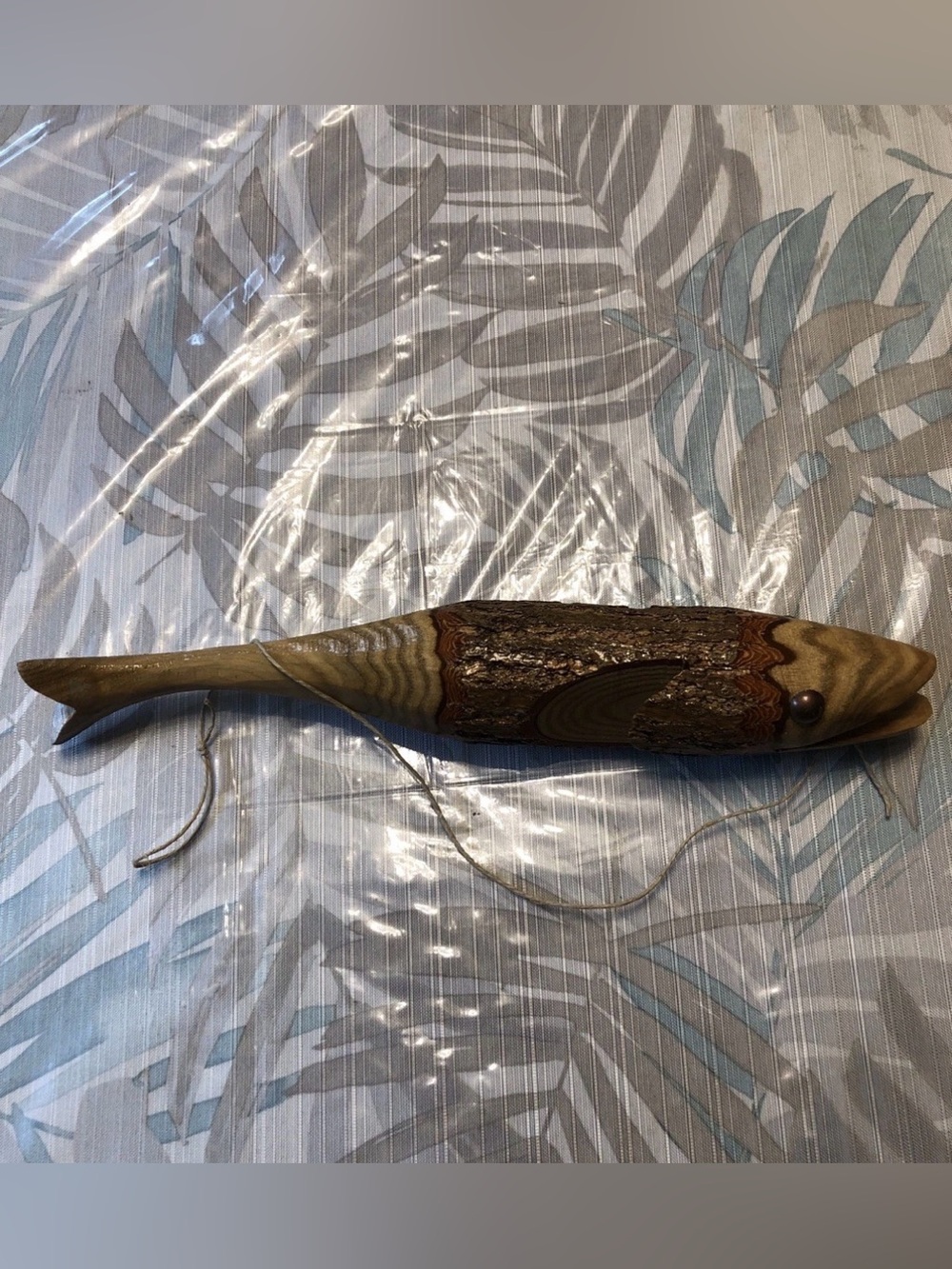 Vtg Hand Carved Wooden Fish, Rustic Cabin - 13” Long